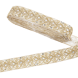 Ethnic Embroidered Polyester Sequins Trim Ribbon