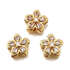 Многожильные звенья из латуни с паве из кубического циркония, цветок, реальный 18 k позолоченный