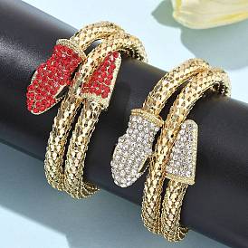 Браслеты из змеиного сплава со стразами для женщин, золотые