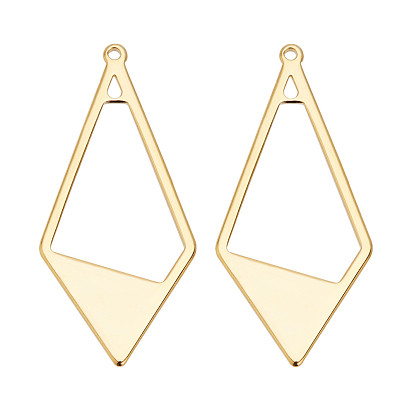 Brass Pendants, Long-Lasting Plated, Nickel Free, Rhombus