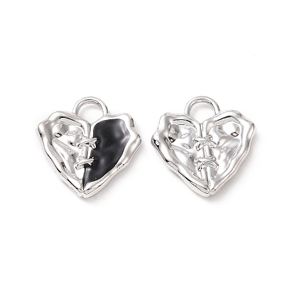 Alloy Enamel Pendants, Light Gold, Heart