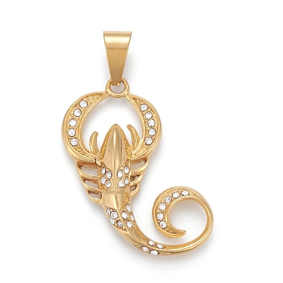 304 Stainless Steel Pendants, with Crystal Rhinestone, Lobster