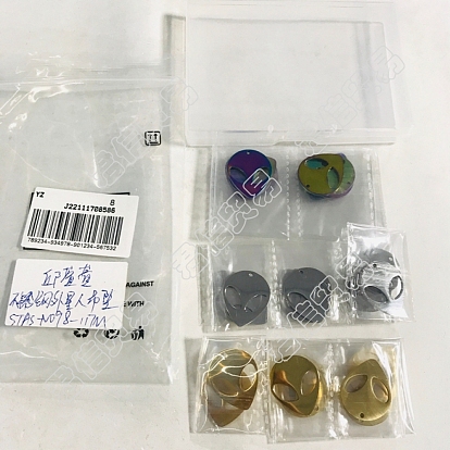 30Pcs 3 Colors 304 Stainless Steel Pendants, Saucer Man