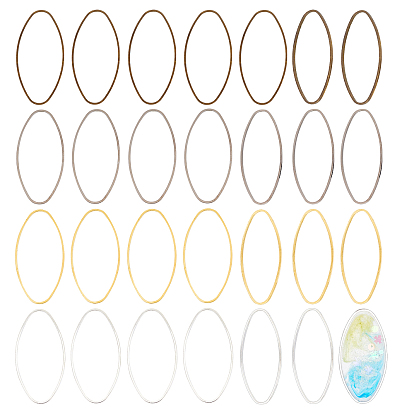 200Pcs 4 Metal Color Brass Linking Rings, Oval