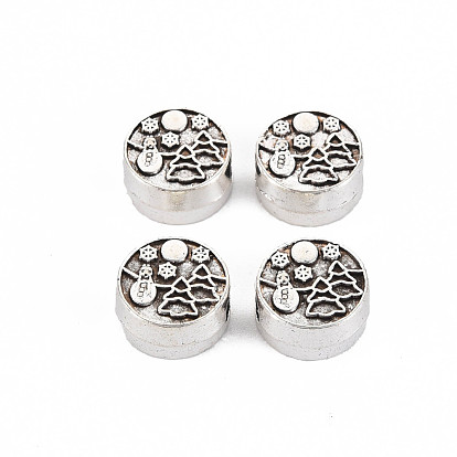 Tibetan Style Alloy European Beads Settings for Enamel, Cadmium Free & Lead Free, Flat Round