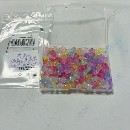 200Pcs Luminous Acrylic Beads, Glitter Beads, Glow in the Dark, Star