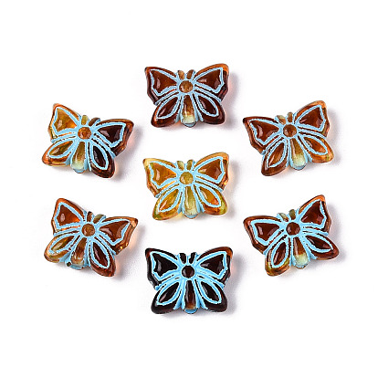 Окрашенные прозрачные акриловые бусины, Имитация янтаря, бабочка