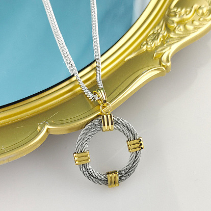 304 Женские ожерелья с подвеской в виде двух колец из нержавеющей стали