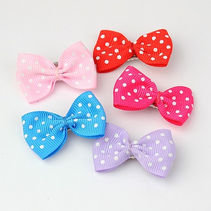 Утюг заколки аллигатора, с печатной точка ленты бантом, 35~40 мм