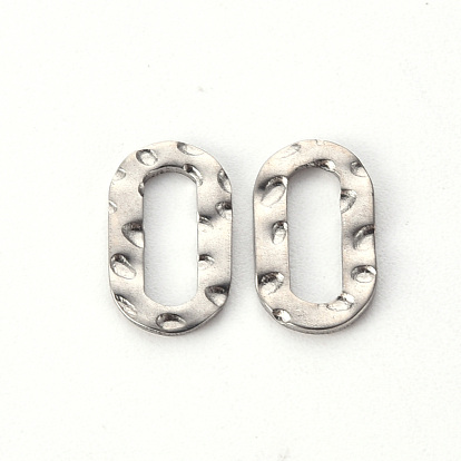 Hammered 201 Stainless Steel Linking Rings, Oval