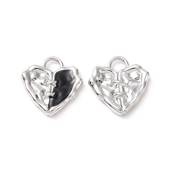 Alloy Enamel Pendants, Light Gold, Heart