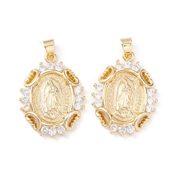 Латунные микропаве прозрачные подвески с фианитом, долговечный, без кадмия и без свинца, ромб со статуей Иисуса Христа