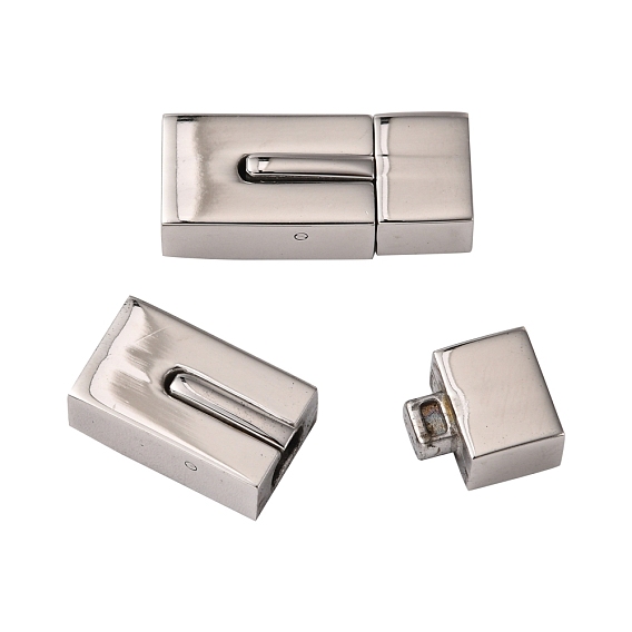 304 Stainless Steel Bayonet Clasps, Ion Plating (IP), Smooth Surface, Rectangle