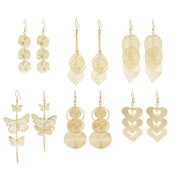 Сплав мотаться серьги, с железными крюками серьги, золотые