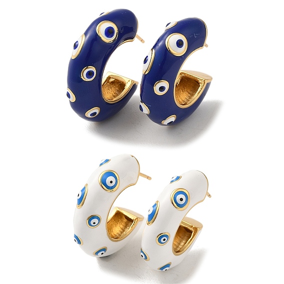 Серьги-гвоздики из латуни с покрытием стойки, женские серьги с эмалью от сглаза, без свинца и без кадмия, долговечный, реальный 18 k позолоченный