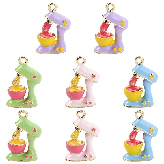 8Pcs 4 Colors Alloy Enamel Pendants, Golden, Blender Charms