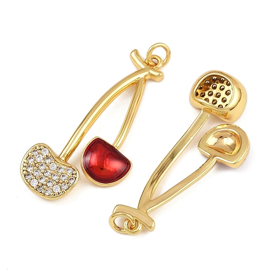 Латунные микро проложить кубического циркония подвески, черри прелести, с эмалью, стойки покрытие, без свинца и без кадмия, долговечный, с целью перехода в кольце