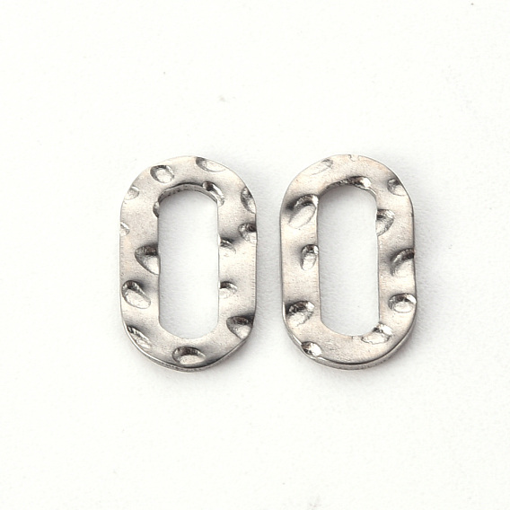 Hammered 201 Stainless Steel Linking Rings, Oval