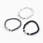 Edelstein-Stretch-Armbänder, mit Messingmikro Zirkonia Perlen ebnen, Transparent