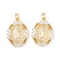 Латунные микропаве прозрачные подвески с фианитом, долговечный, без кадмия и без свинца, ромб со статуей Иисуса Христа