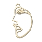Brass Pendants, Open Back Bezel, For DIY UV Resin, Epoxy Resin, Pressed Flower Jewelry, Human Face, Abstract Face, Long-Lasting Plated
