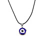 Blue Devil's Eye Glass Necklace & Evil Eye Braided Bracelet Set - Fashion Jewelry