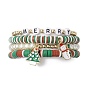 4Pcs 4 Style Polymer Clay Stretch Bracelets Set, Glass Stackable Christmas Bracelets for Women