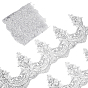 5Yards Polyester Flower Lace Ribbon, Flower Trimming for Wedding Dress Decoration, with Sequin
