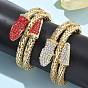 Браслеты из змеиного сплава со стразами для женщин, золотые