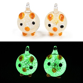 Handmade Lampwork Pendants, Pig, Luminous