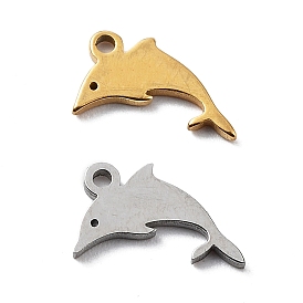 304 Stainless Steel Charms, Stainless Steel Color/Golden, Laser Cut, Cat & Skull & Mouse & Dolphin Charm