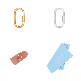 2 шт. 2 цвета 925 карабин с замком из стерлингового серебра, с замшевой тканью из поликарбоната квадратной серебряной полировальной салфеткой, овальные