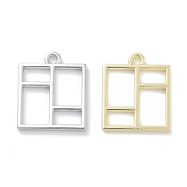 Rack Plating Alloy Pendants, Lead Free & Cadmium Free & Nickel Free, Square Charms