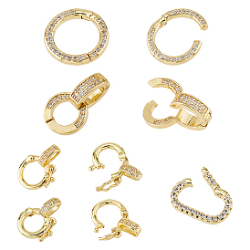 10 шт. 5 стили латунные микропаве прозрачные кубические цирконии застежки-крутилки, долговечный