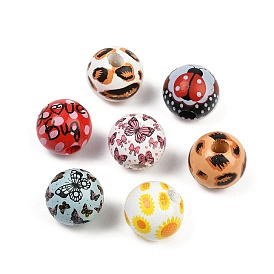 Окрашенные деревянные европейские бусы, бусины с большим отверстием, круглые