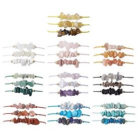 30Pcs 30 Styles Natural Gemstone Braided Bead Bracelets, with Brass Beads, Chip