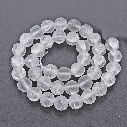 Crackle Glass Beads Strands, Frosted, Round