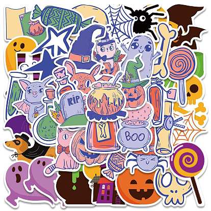 Halloween Themed PVC Waterproof Sticker Labels, Self-adhesion, for Suitcase, Skateboard, Refrigerator, Helmet, Mobile Phone Shell