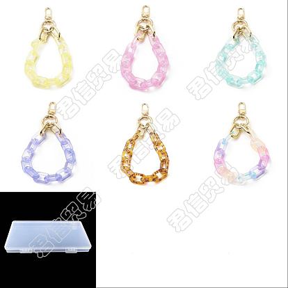 6 Stück 6 Farben transparente Acryl-Kabelketten-Armbänder, mit Drehverschlüsse, Geldbörsenzubehör