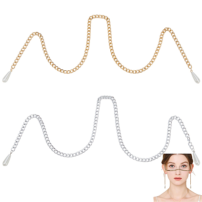 2 шт. 2 цвета сплава витые цепочки для носа цепочки для лица с каплевидной пластиковой имитацией жемчуга, цветочный белый