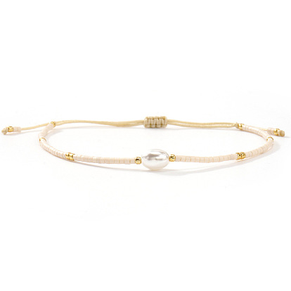 Браслеты из плетеного бисера и искусственного жемчуга., Регулируемые браслеты из плетеного нейлонового шнура для женщин, колонка