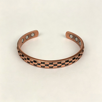 Brazaletes magnéticos abiertos texturizados de aleación de zinc estilo vintage para hombre