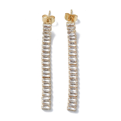 Brass Micro Pave Cubic Zirconia Dangle Stud Earrings, Tassel Earrings, Long-Lasting Plated