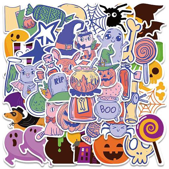 Halloween Themed PVC Waterproof Sticker Labels, Self-adhesion, for Suitcase, Skateboard, Refrigerator, Helmet, Mobile Phone Shell