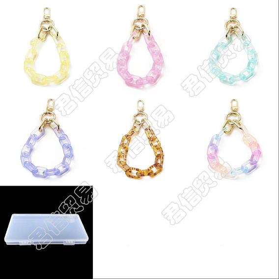 6 piezas 6 colores correas de pulsera de cadena de cable de acrílico transparente, con cierres giratorios, accesorios de bolso