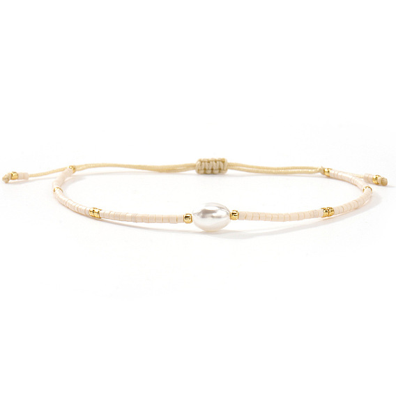 Pulseras trenzadas con cuentas de vidrio y perlas de imitación., Pulseras de cordón de nailon trenzado ajustables para mujer, columna