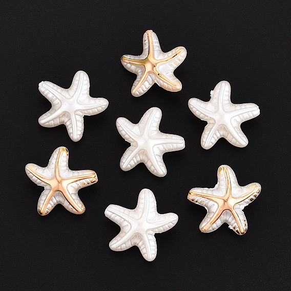 Абс пластиковые жемчужные бисера, морская звезда, с золотой порошок