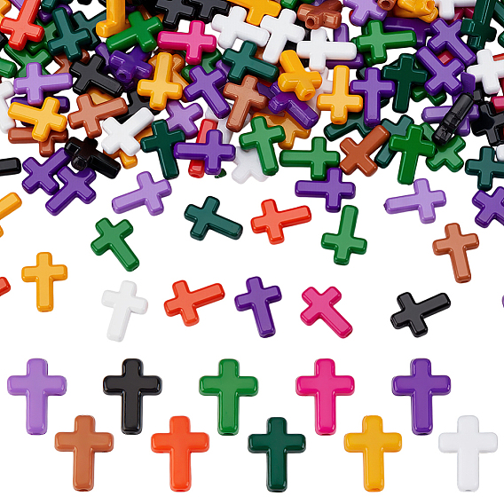 500 шт 10 цвета непрозрачные акриловые бусины, крестик