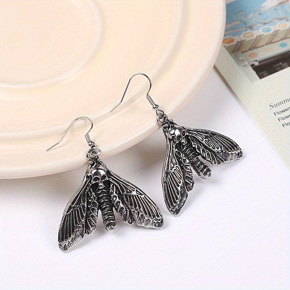 Alloy & Brass Moth Dangle Earrings for Women