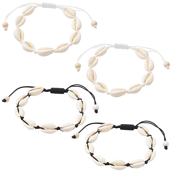 4 шт. 2 Браслет из натуральных ракушек и синтетической бирюзы, плетеный из бусин для женщин